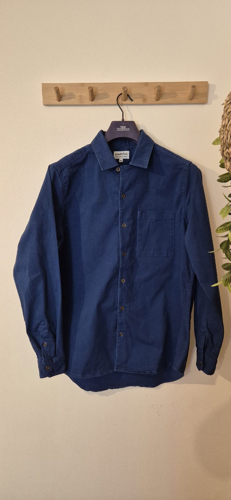 Paidinfull Men’s Navy Blue Long Sleeve Casual Overshirt / Button-Up Top - Size M