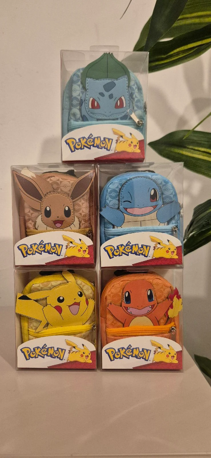 Complete Set of 5 Pokémon Mini Backpack Micro Bags BNIB Kanto Starters Pikachu