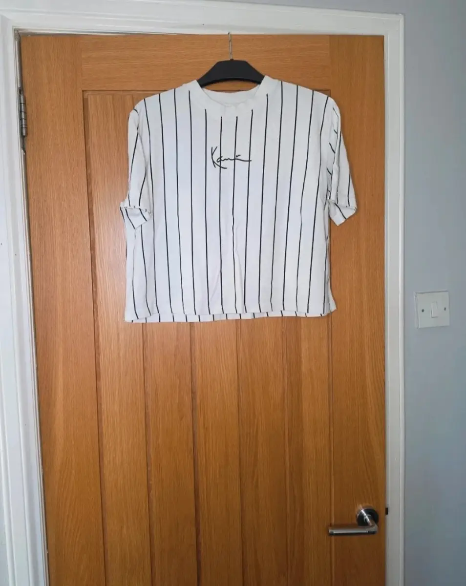 Karl Kani Oversized Black And White Pinstripe T-shirt