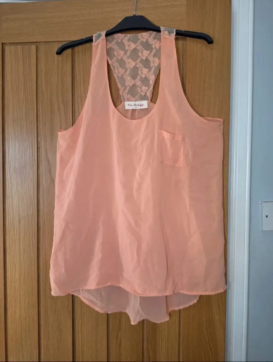 Miss Selfridge Size 14 Loose Fitting Vest Top With Lace Detail