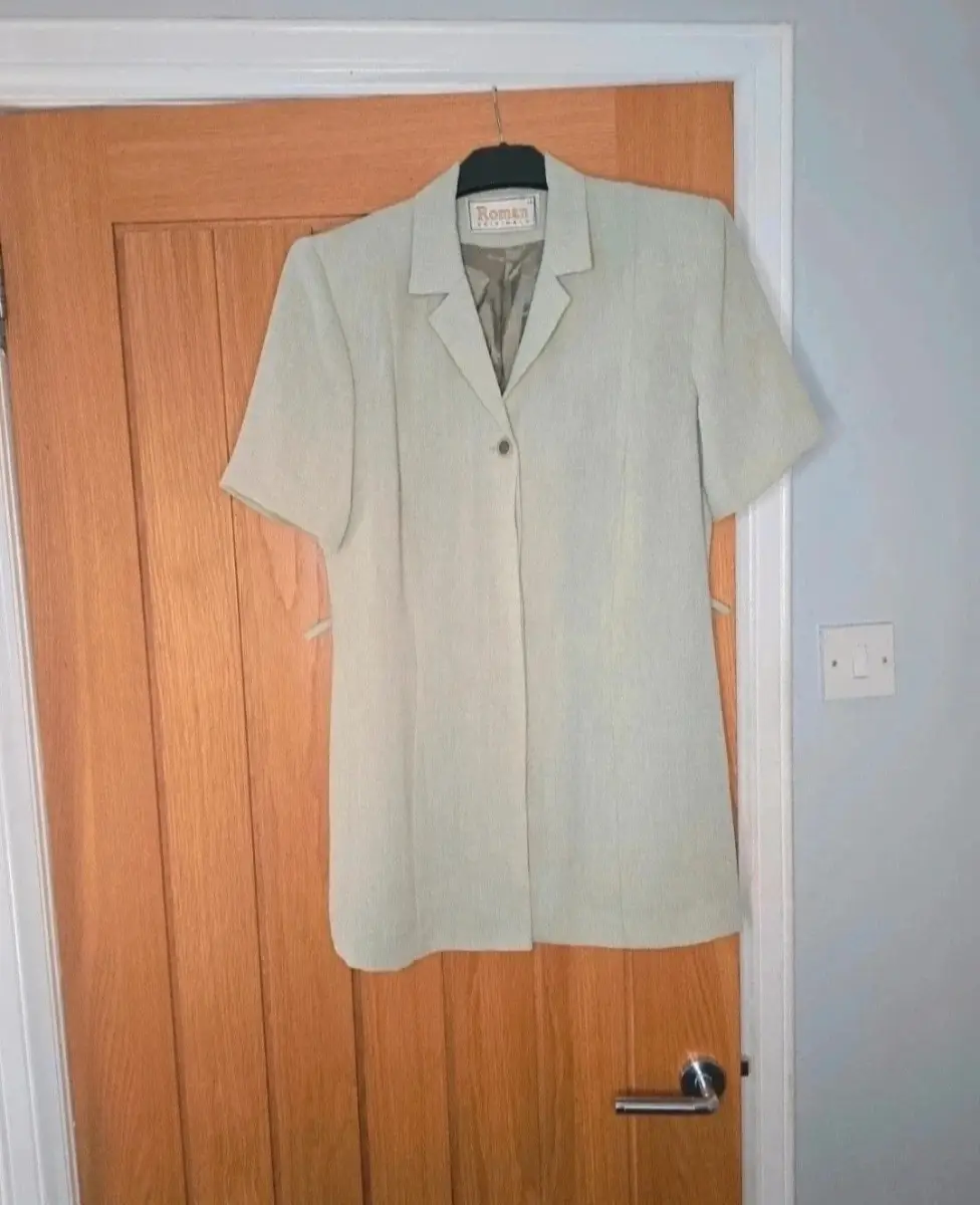 Vintage Roman Light Green Size 14 Blazer With Padded Shoulders