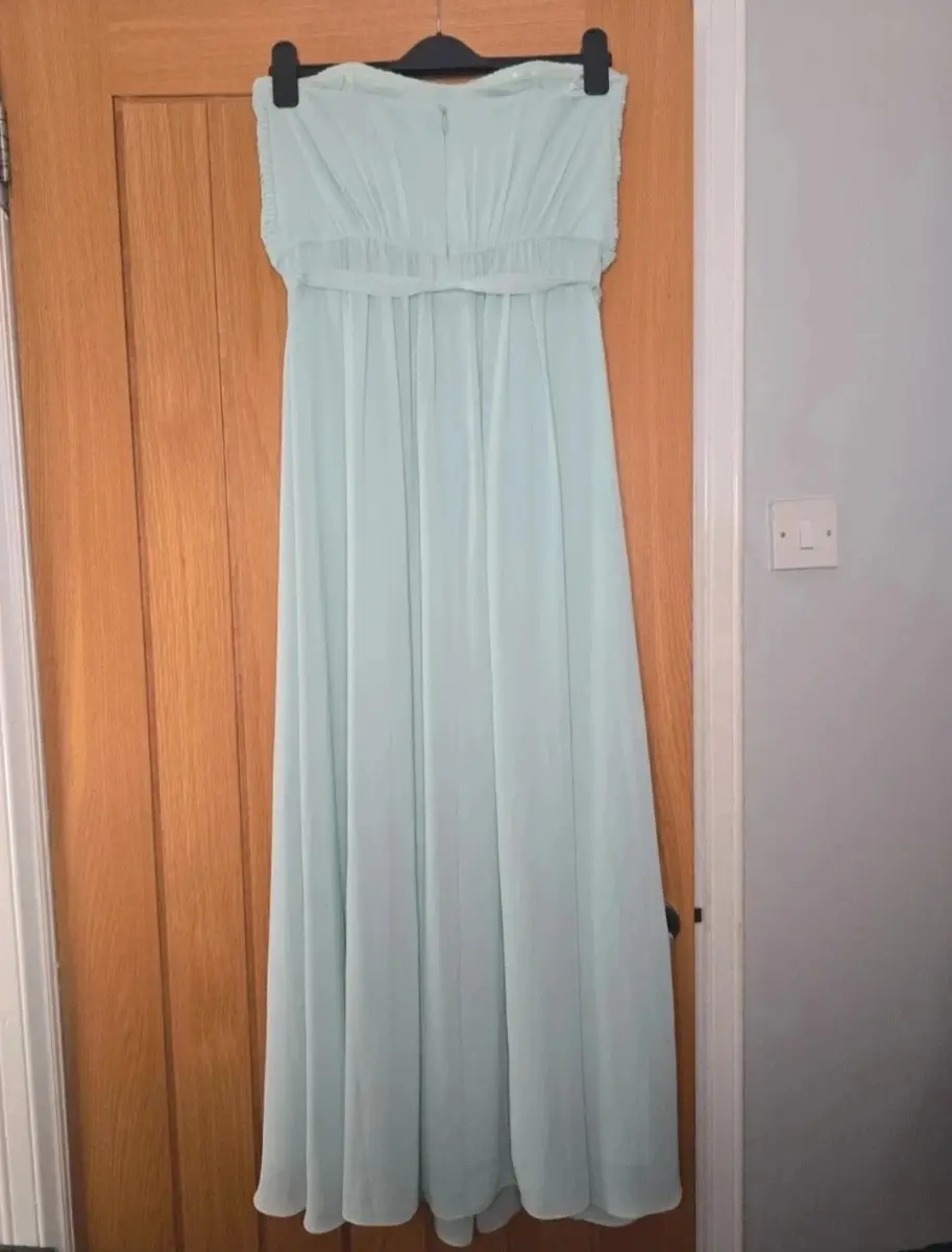 M&S Collection Pleated Strapless Bridesmaid/Formal Occassion Duck Egg Dress