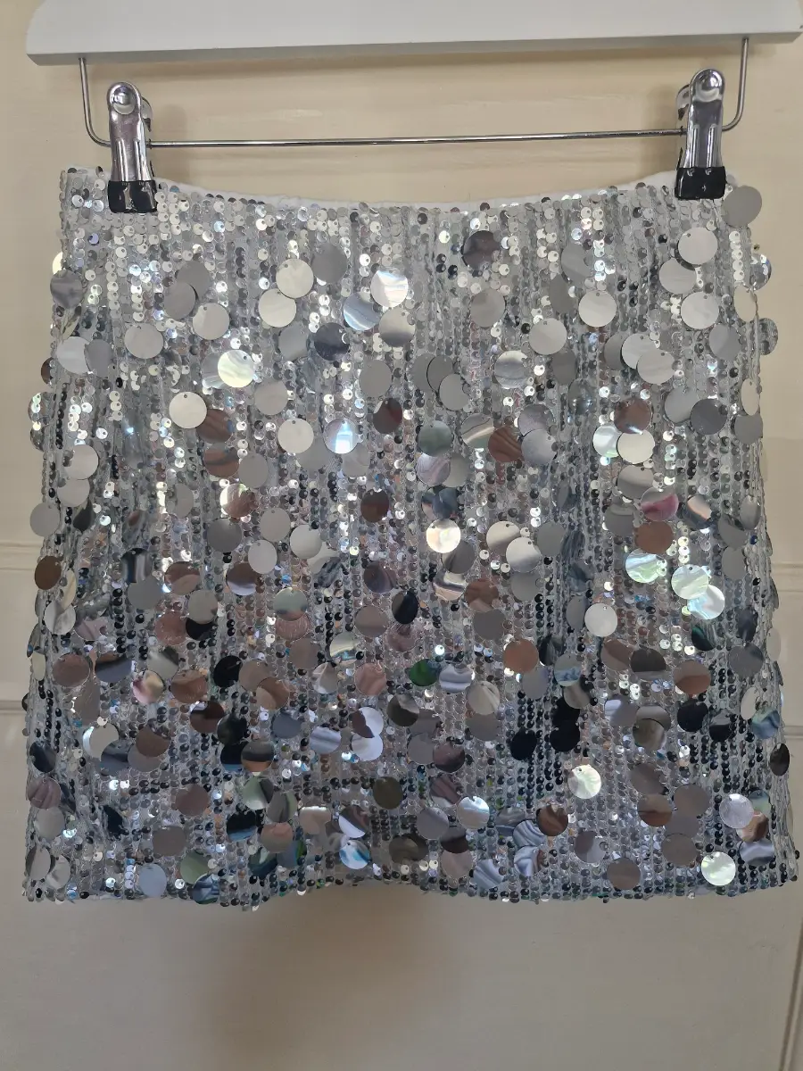 Ladies Silver Sequin Skirt Size S