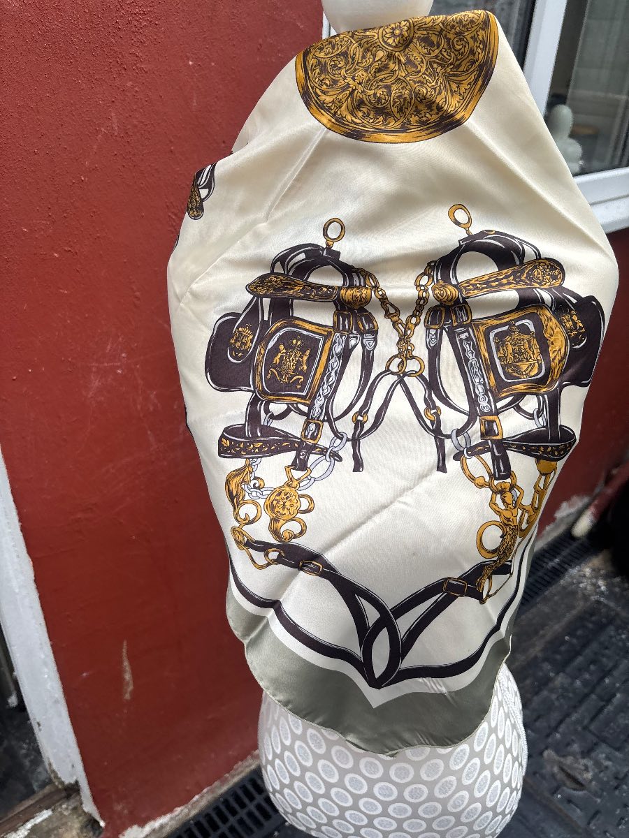 Mint Green & Gold Silk Scarf