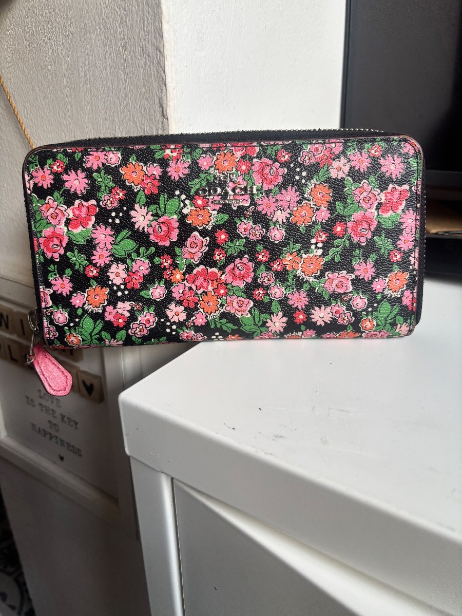 Genuine Coach Black, Pink & Floral Wallet