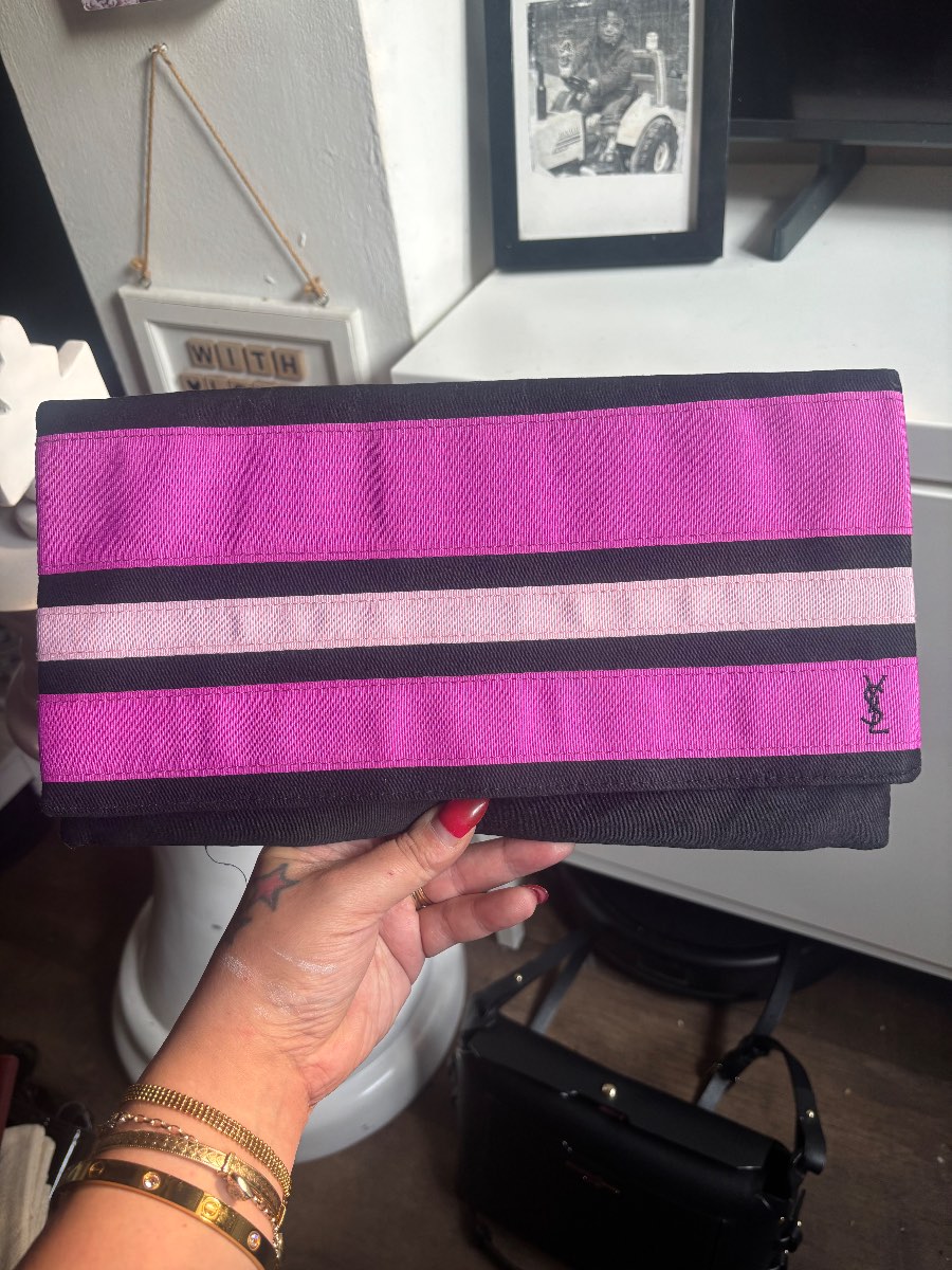 YSL Beauty Pink & Black Makeup/Clutch Bag
