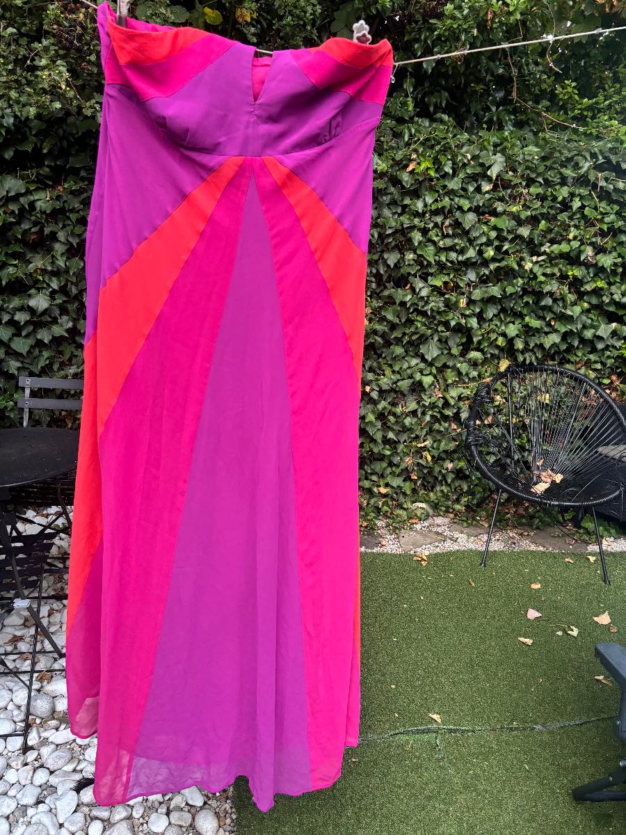 Wallis Pink, Purple & Red Halter Neck Maxi Dress – Size 18
