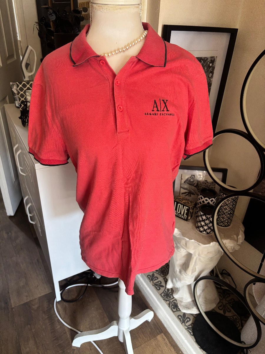 Genuine Armani Exchange Red & Black Polo Shirt – Size M