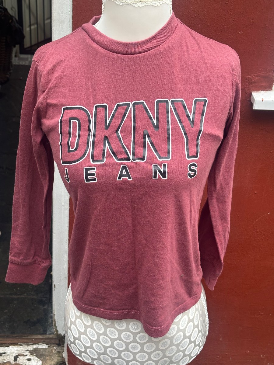 Genuine DKNY Boys' Long Sleeve T-Shirt – Red/Burgundy – Size 8