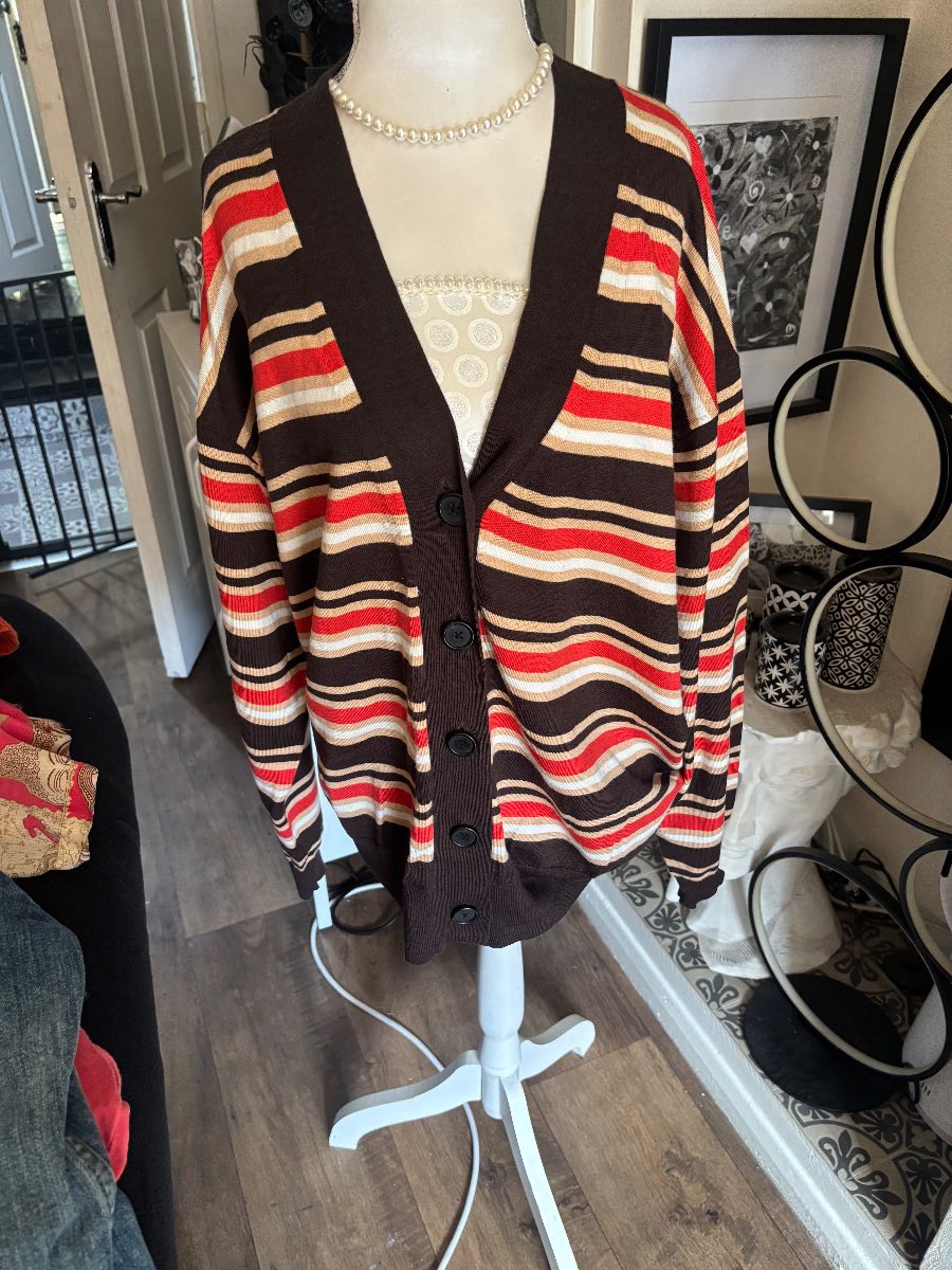 Beautiful brown, cream, and red Marni cardigan
