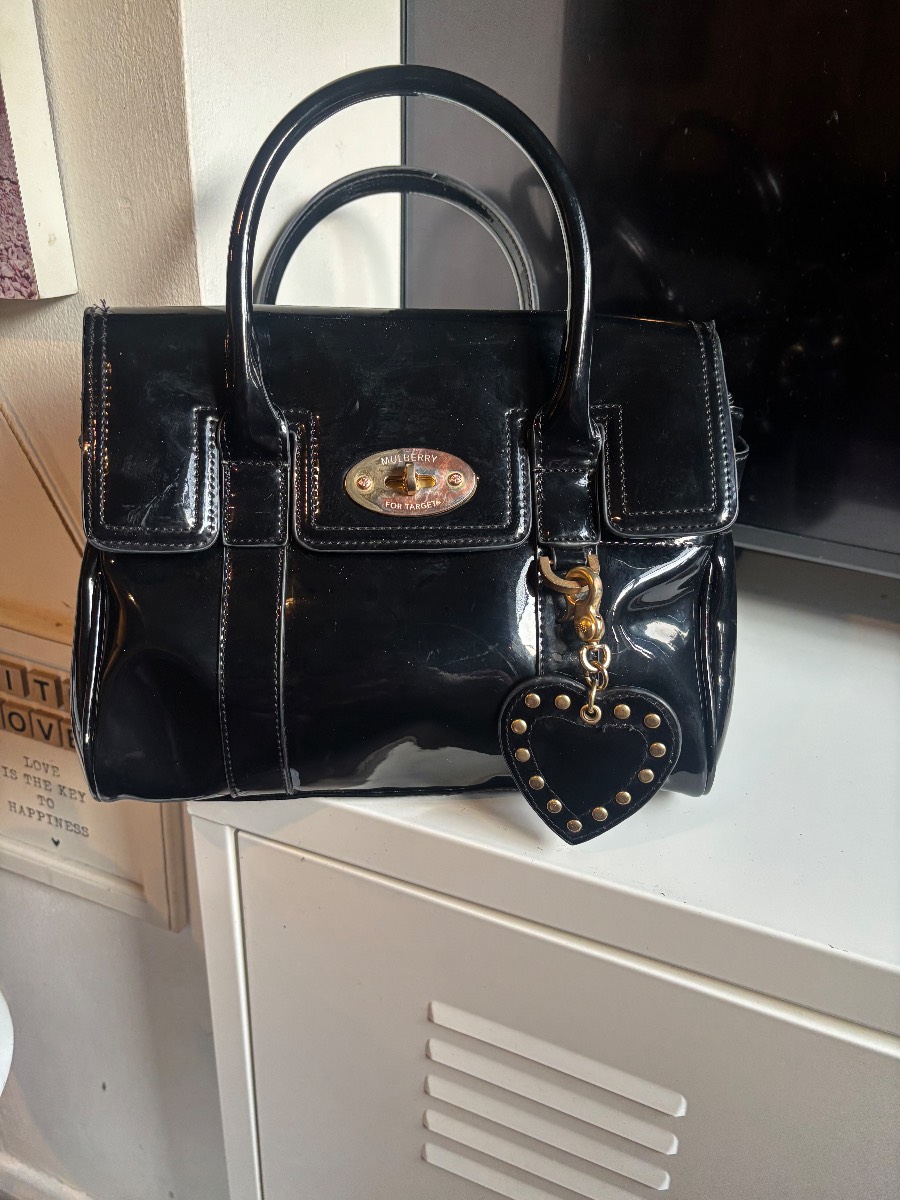 Mulberry for Target Bayswater – Black Patent Leather with Gold Hardware