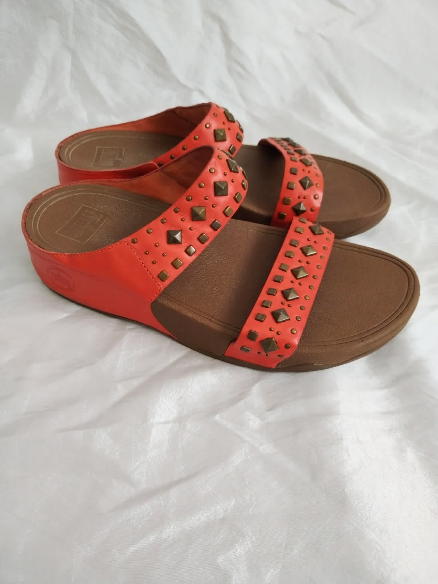 FitFlop Biker Chic Coral sandals size 6