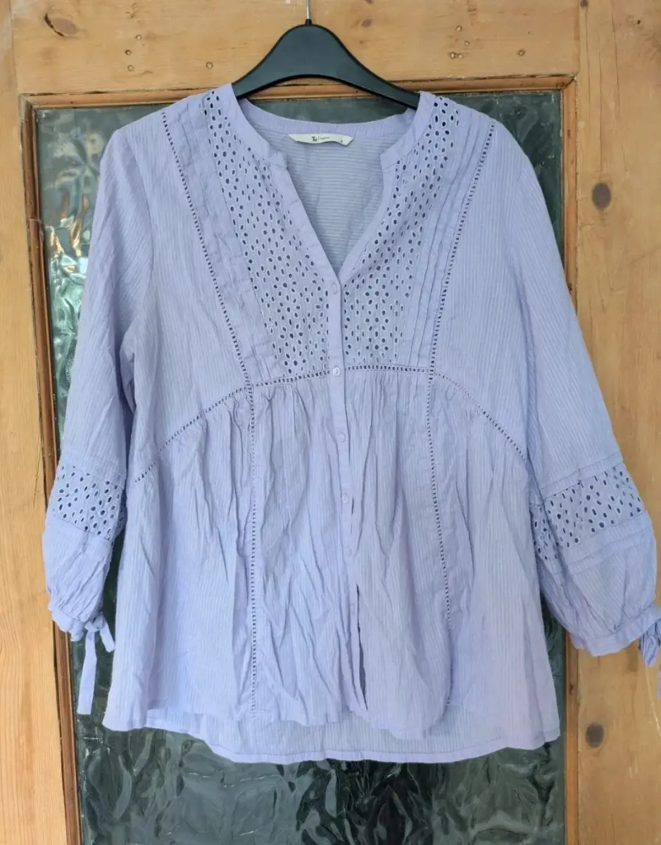 Tu purple peplum embroidered smock UK 10