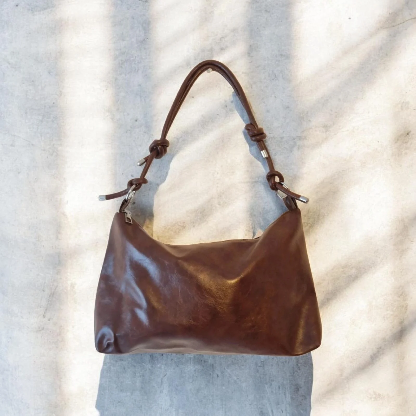 Brown hobo bag with adjustable strap