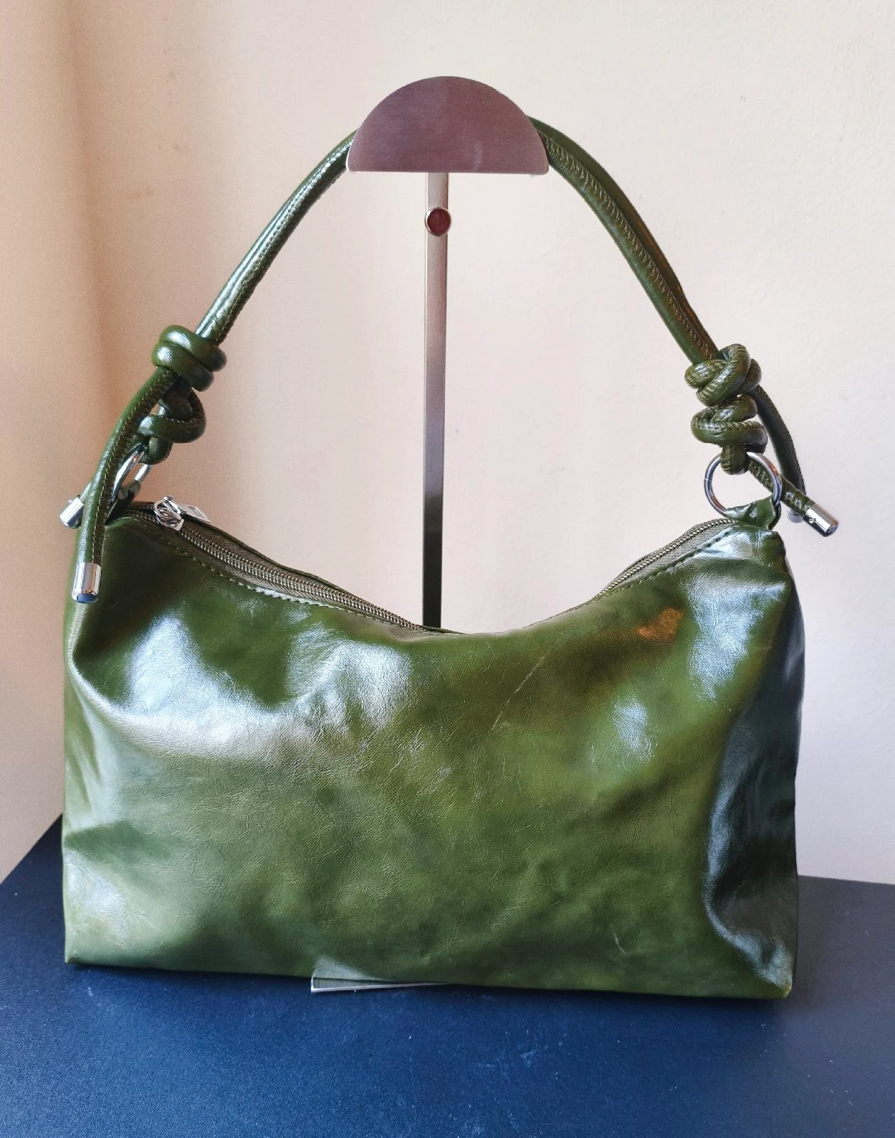 Dark green hobo bag with adjustable strap