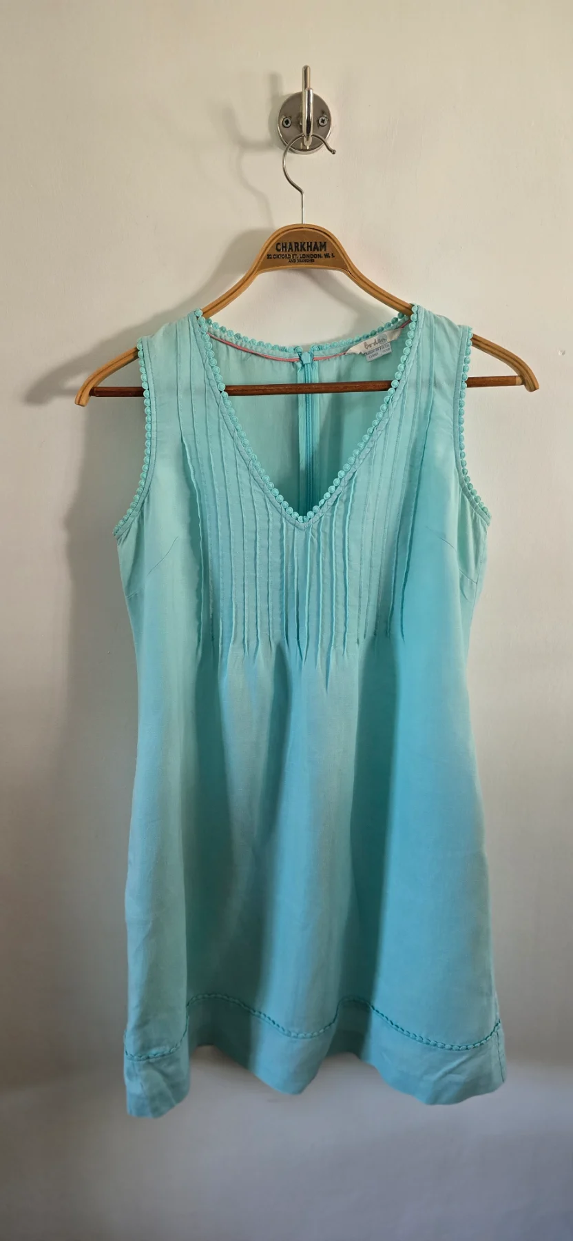 Linen Boden turquoise aqua summer midi dress size 10UK