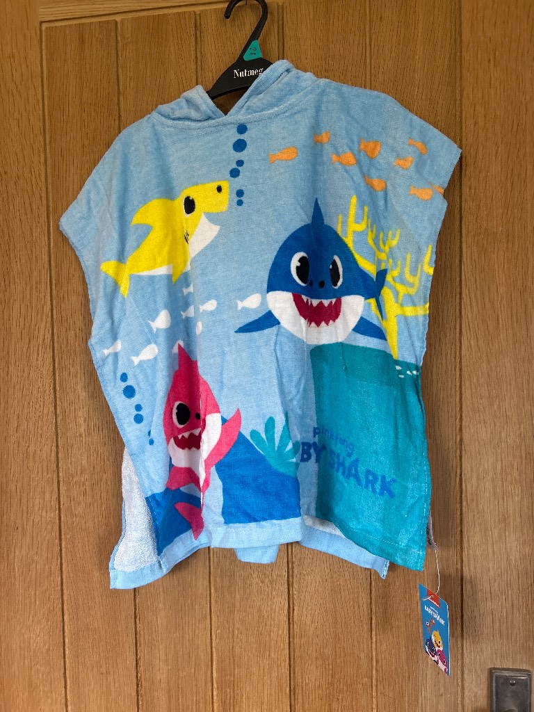 Baby Shark cotton hooded towel poncho beach swimming bath age 1-3 years