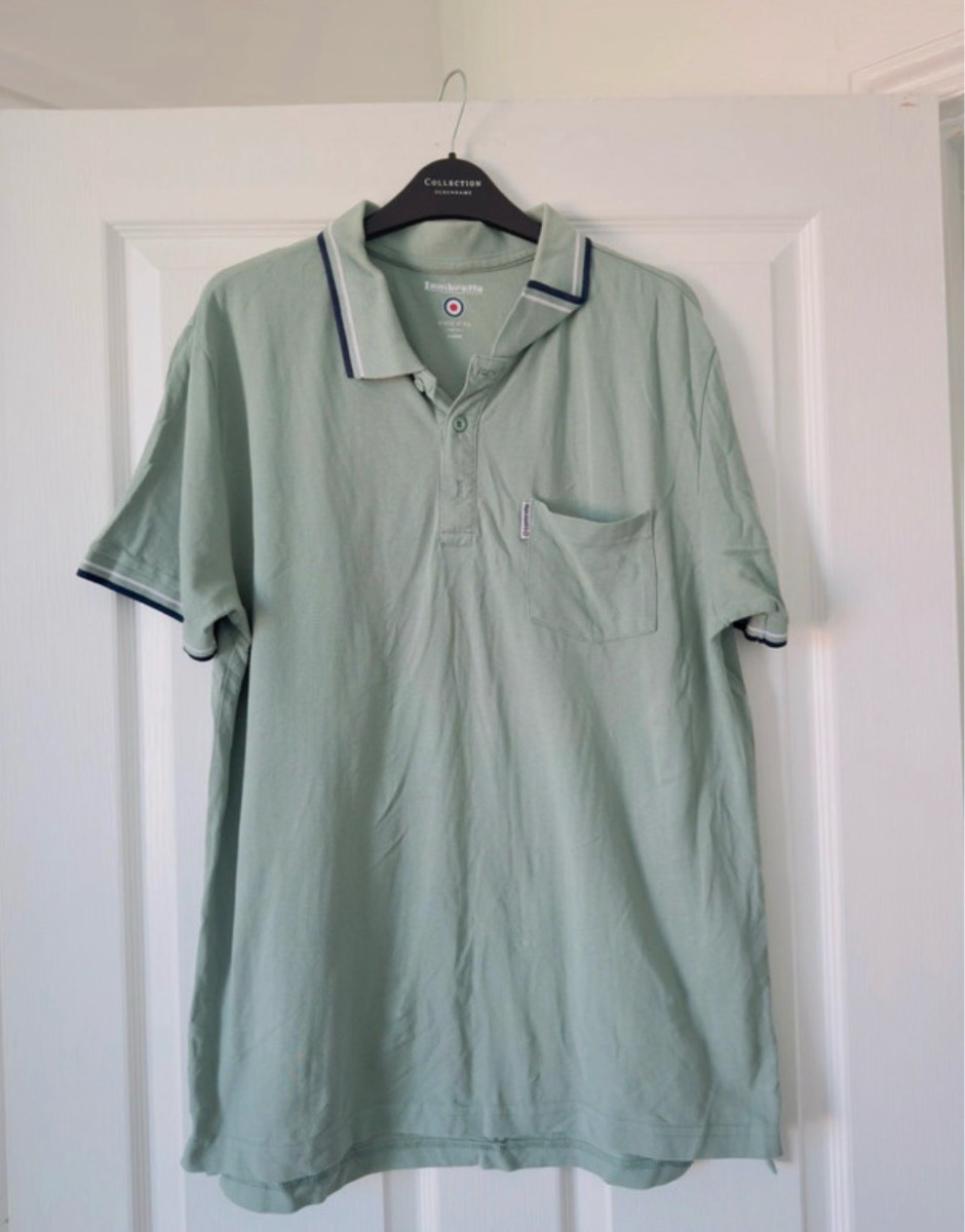 Lambretta Mens Twin Tipped Pocket Polo Shirt Green XL Cotton Piqué Logo SS1237