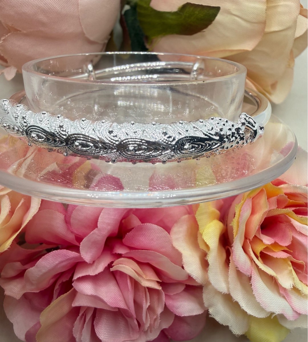 Sliver plated peacock design bangle