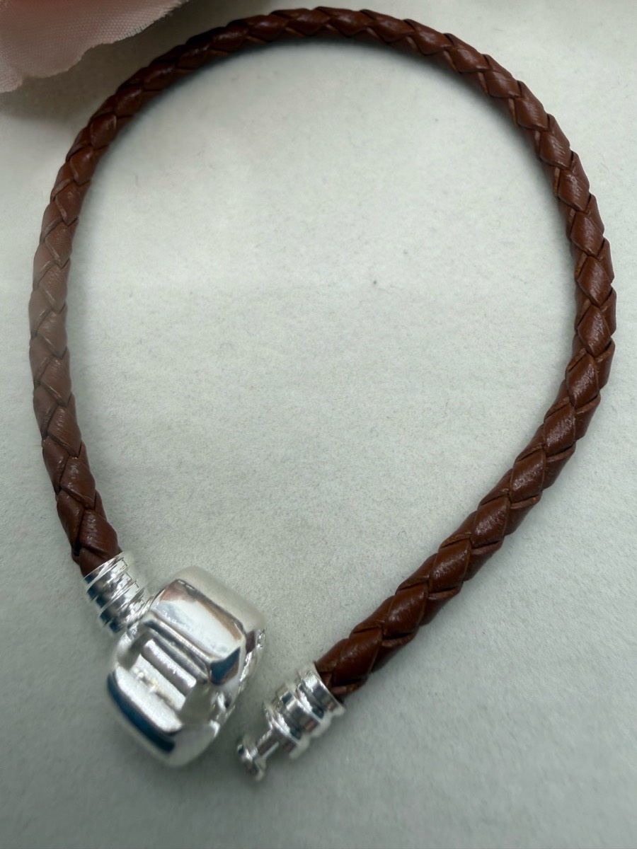Leather charm bracelet