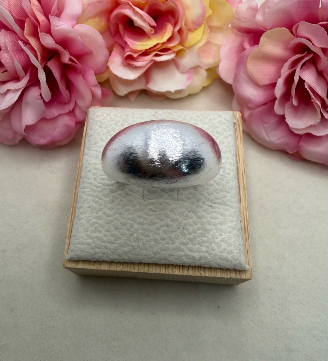 925 stamped frosted sliver dome ring