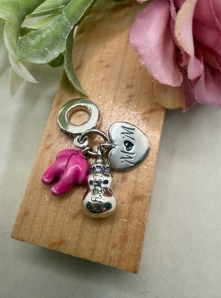 925 stamped sliver new mum to baby girl charm