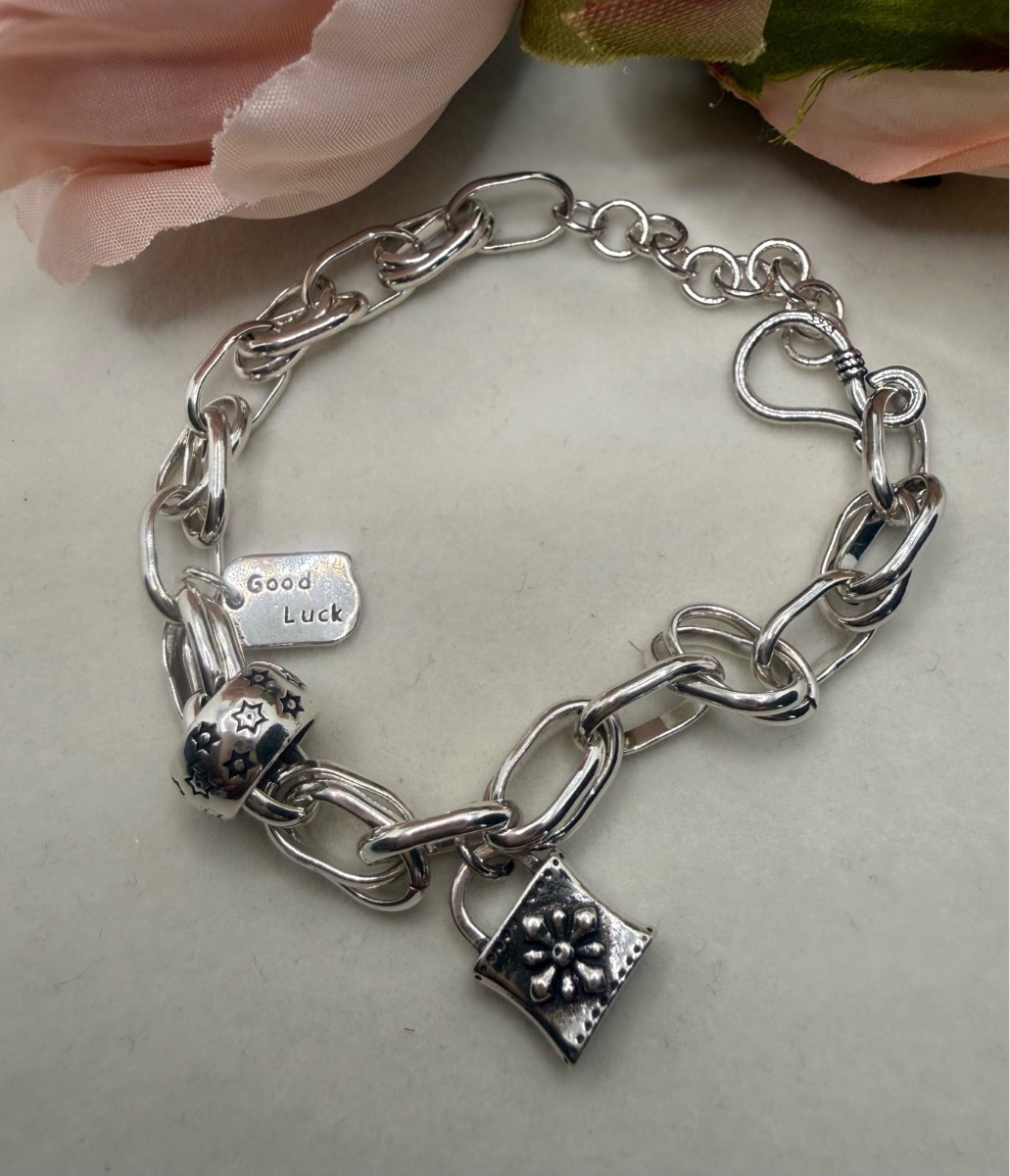 925 stamped sliver good luck bracelet