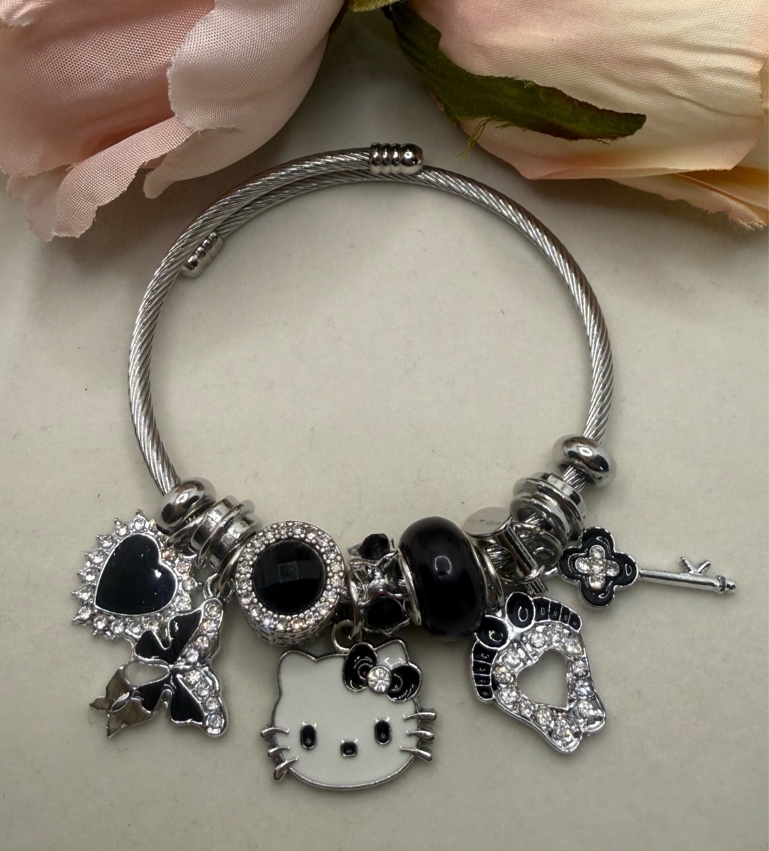 Hello kitty crystal charm bracelet