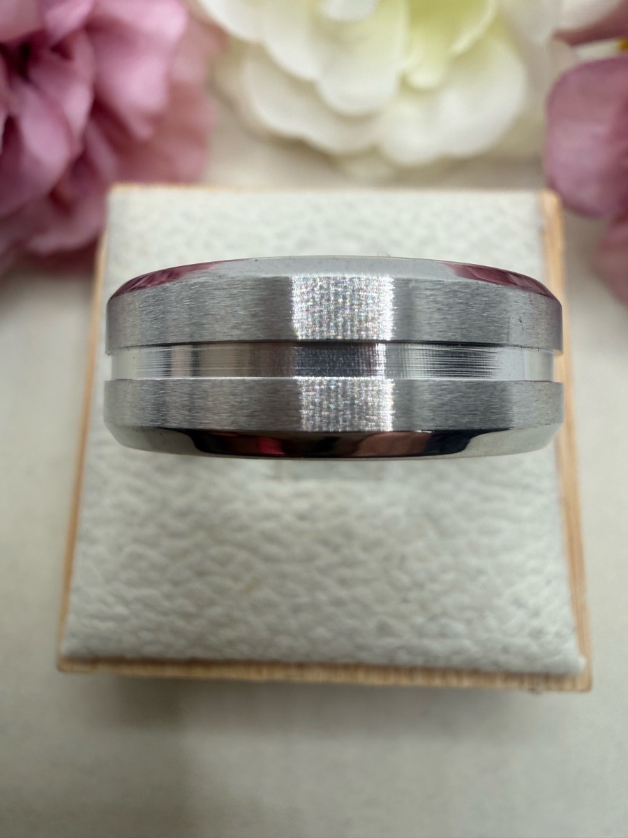Brushed titanium steel 8mm ring size x