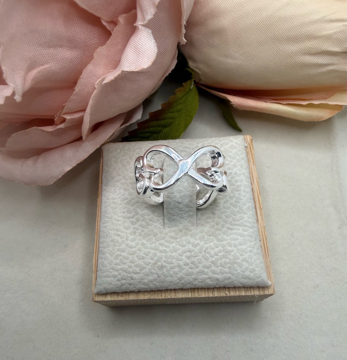 Sliver plated open heart ring