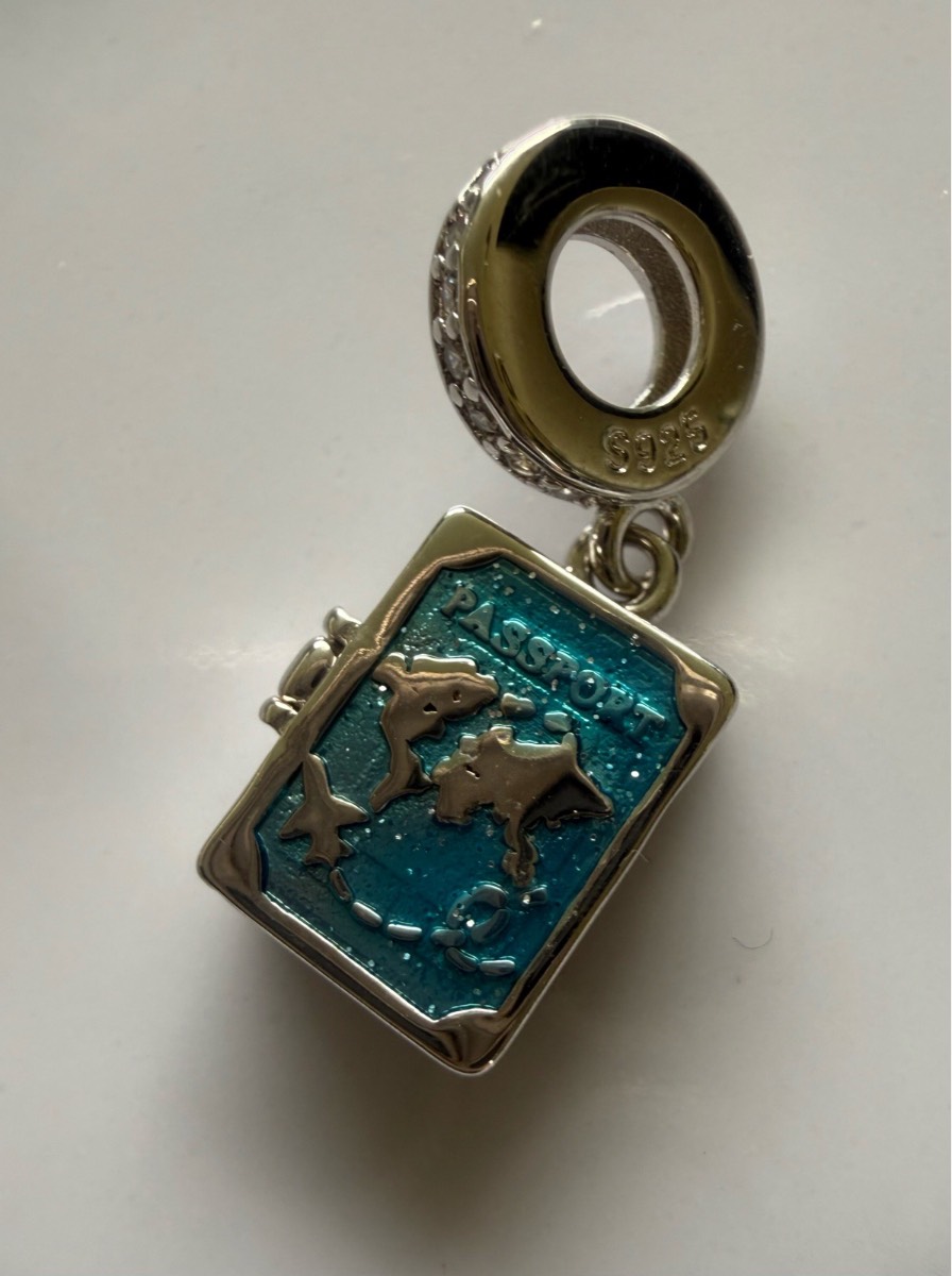 925 Stamped Sliver Enamel Passport Charm
