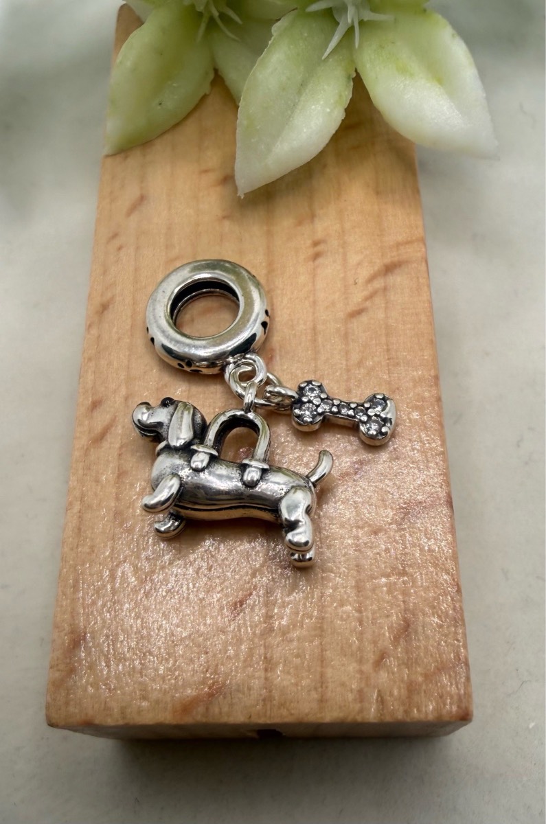 925 stamped sliver dachshund as a bag charm