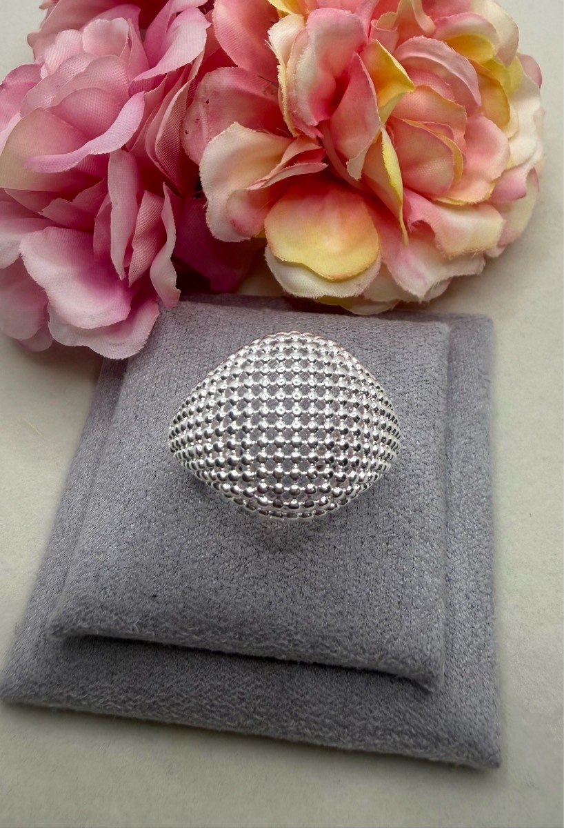 925 stamped sliver mesh dome ring