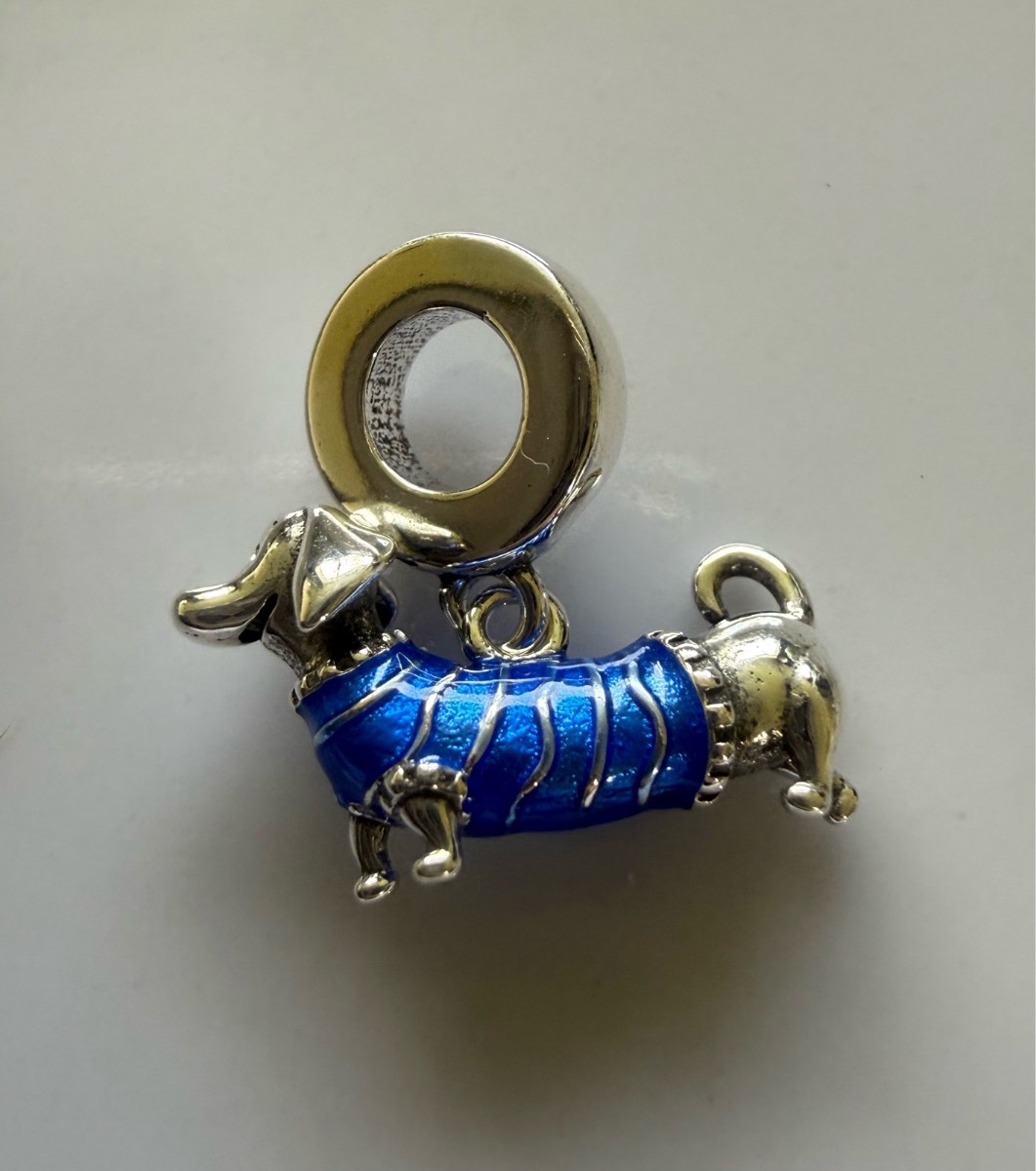925 Stamped Sliver Dachshund Wearing Jumper Charm