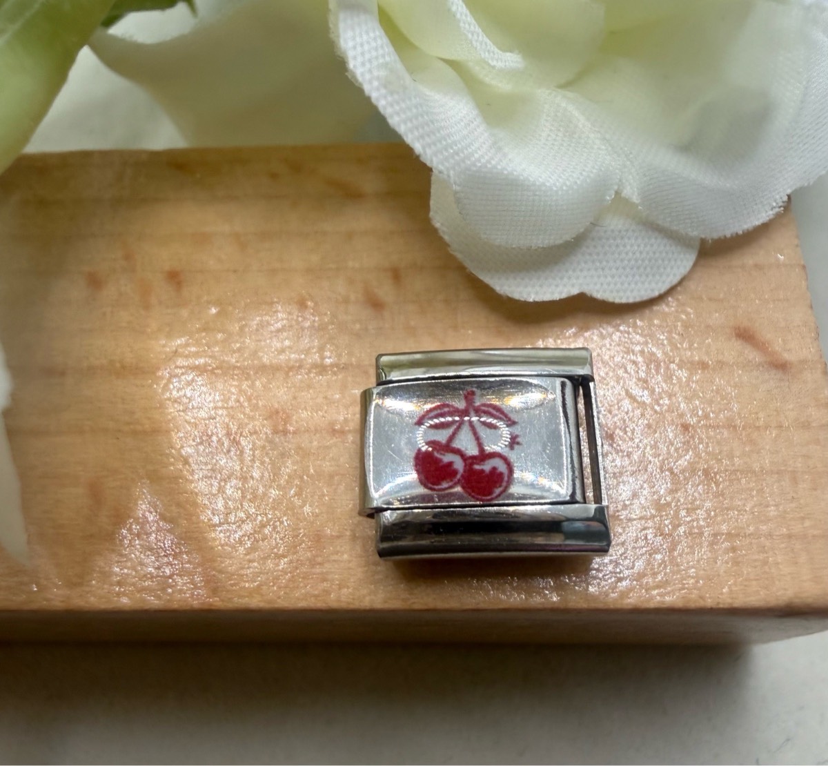 Stainless steel cherry link charm