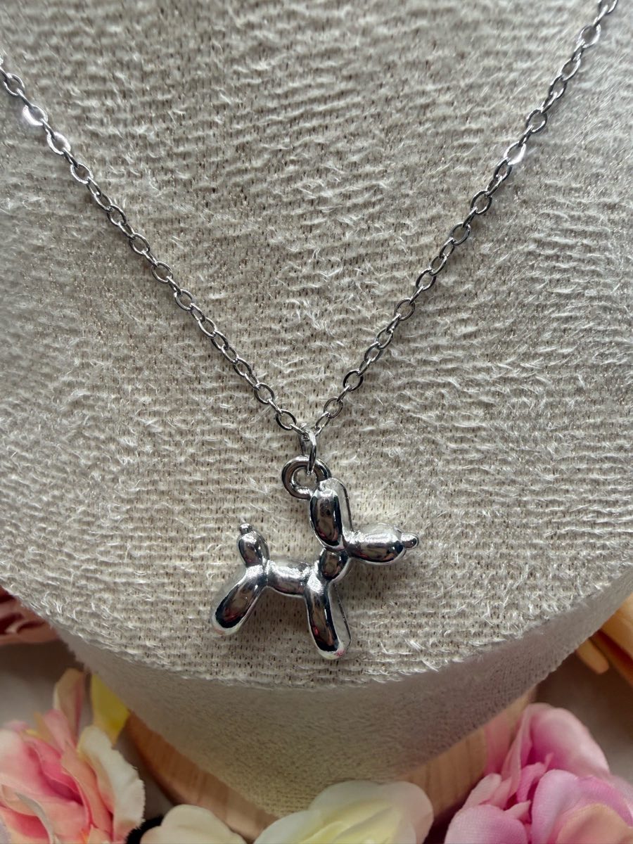 Sliver Plated Balloon Dog Necklace