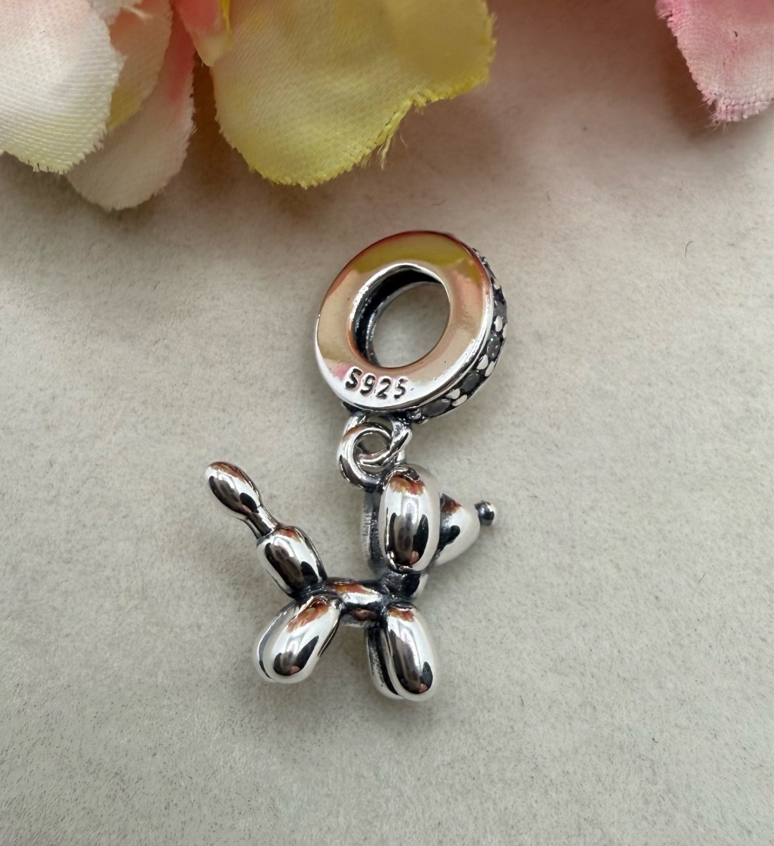 925 stamped sliver balloon dog charm