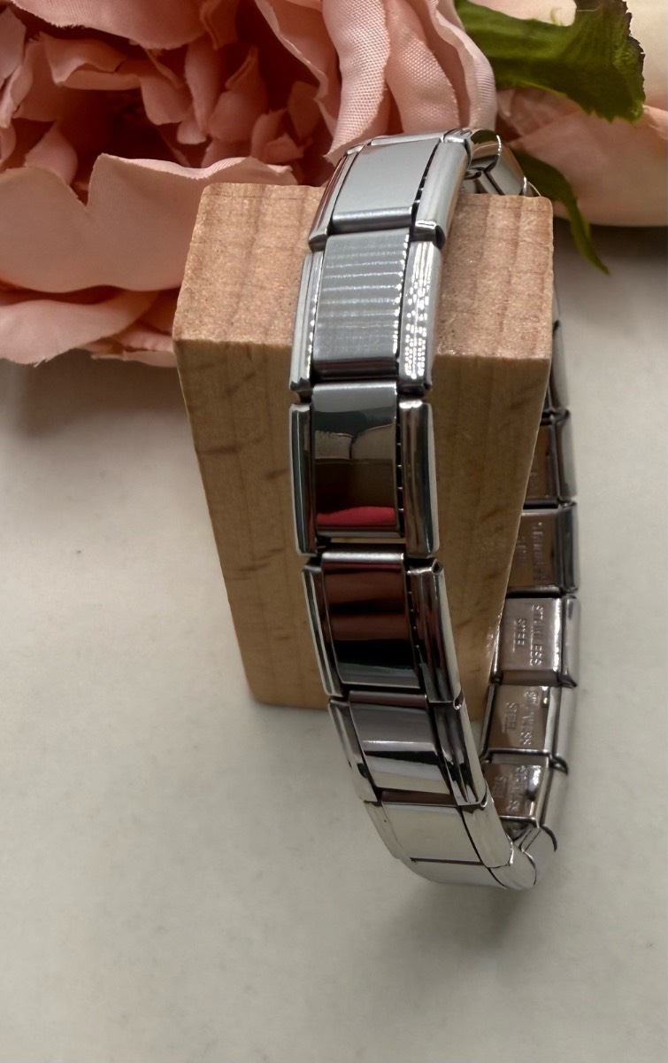 Sliver plated stainless steel 9mm Italian link bracelet