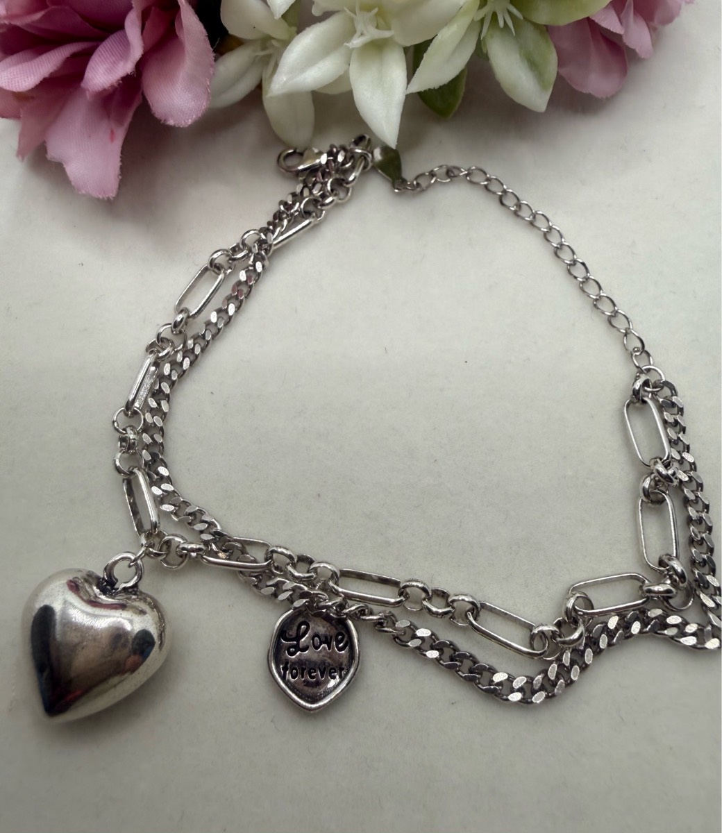 925 stamped sliver love forever charm bracelet