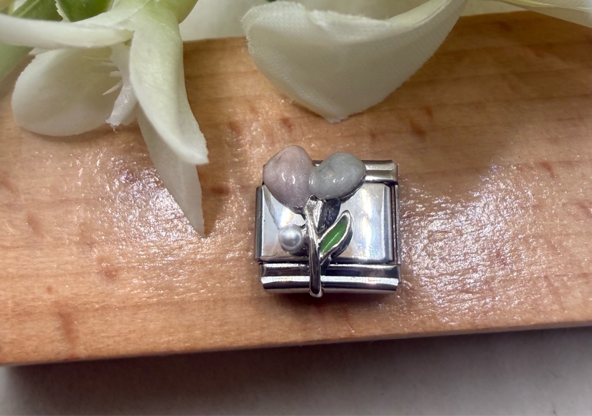 Stainless steel tulip design link charm