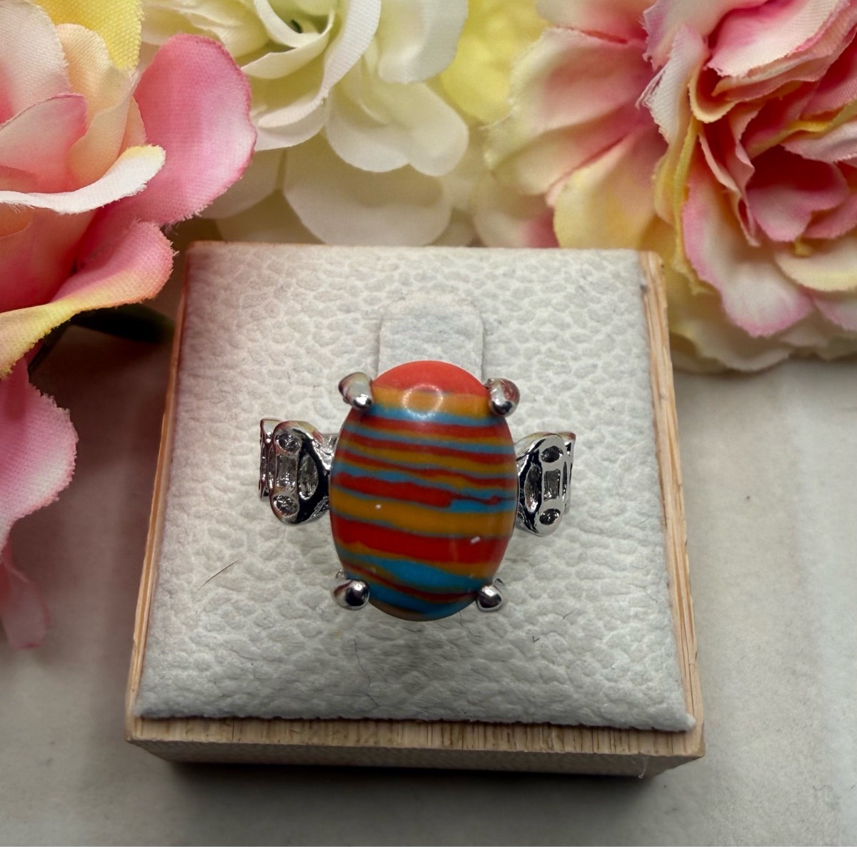 Natural stone ring size M