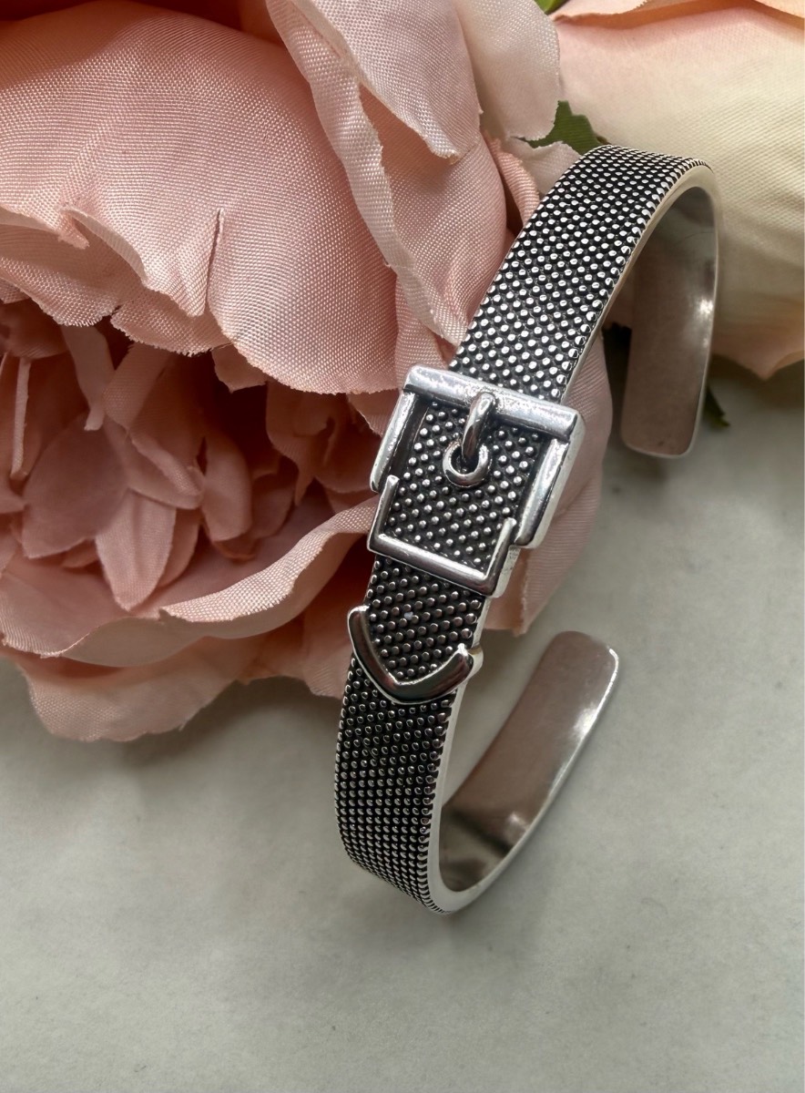 Stamped 925 sliver belt buckle bangle