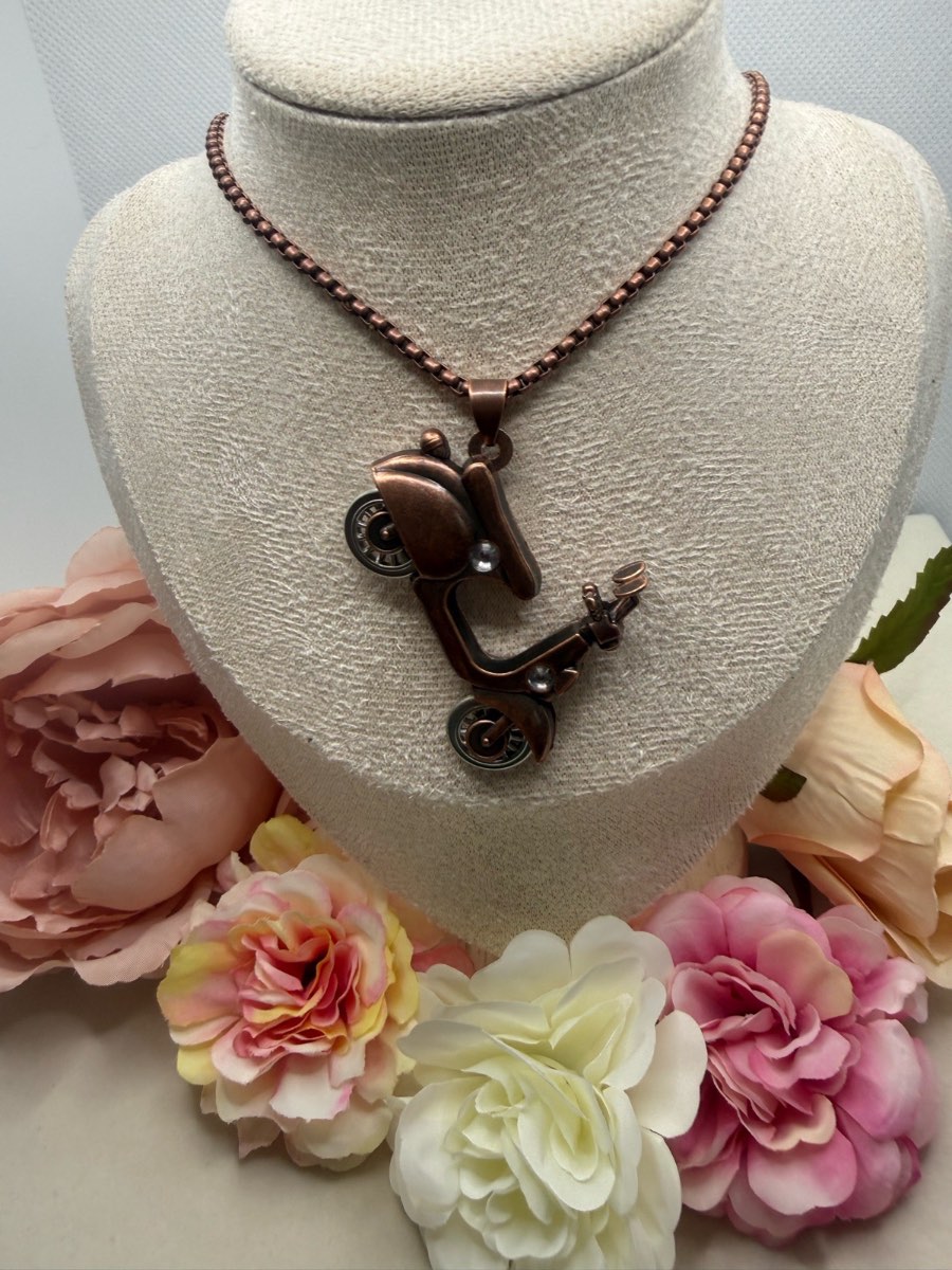 Copper Coloured Stainless Steel Chain With Scooter Pendant