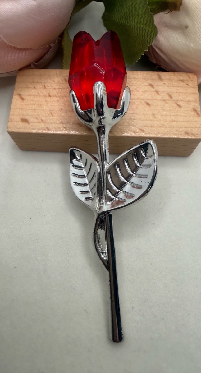 Sliver plated red rose