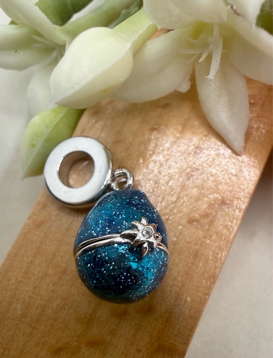 925 stamped sliver Faberge egg hidden star charm