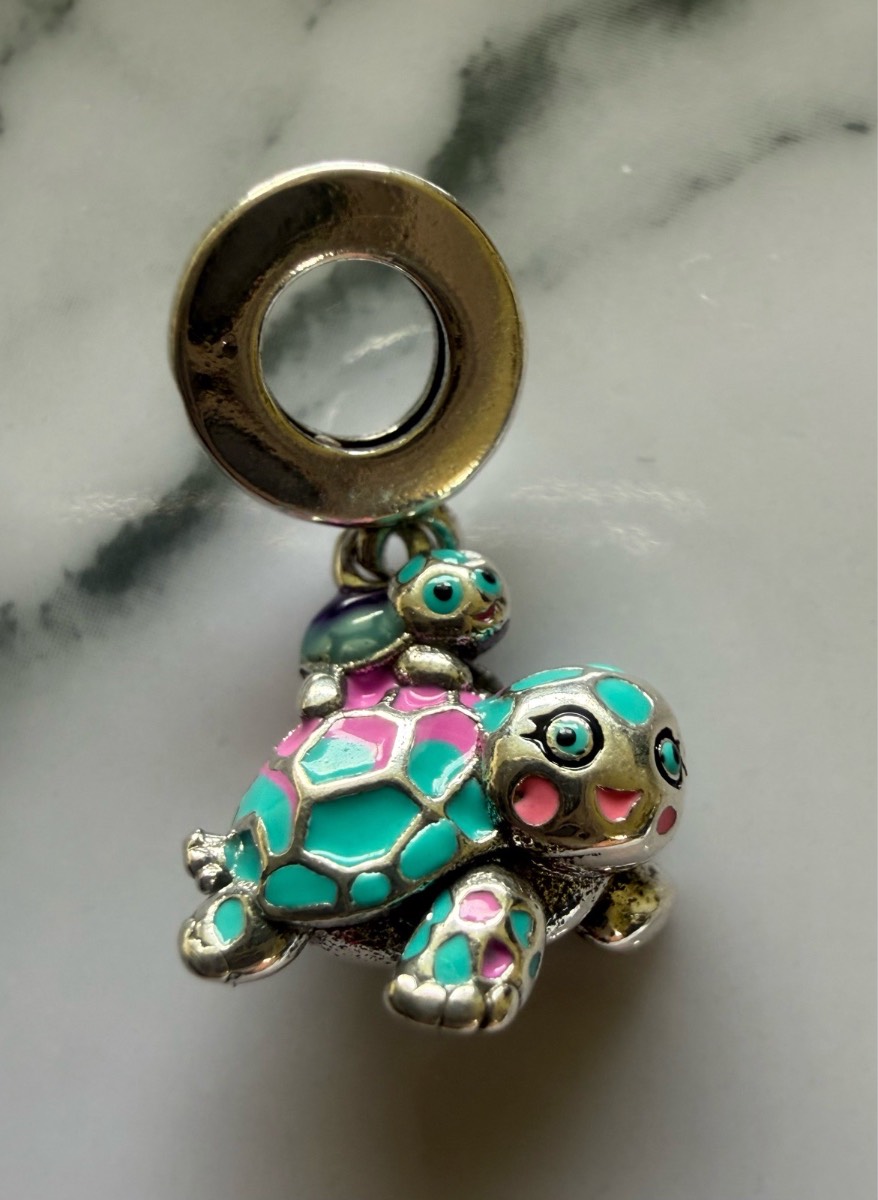 925 Stamped Sliver Enamel Sea Turtle Charm