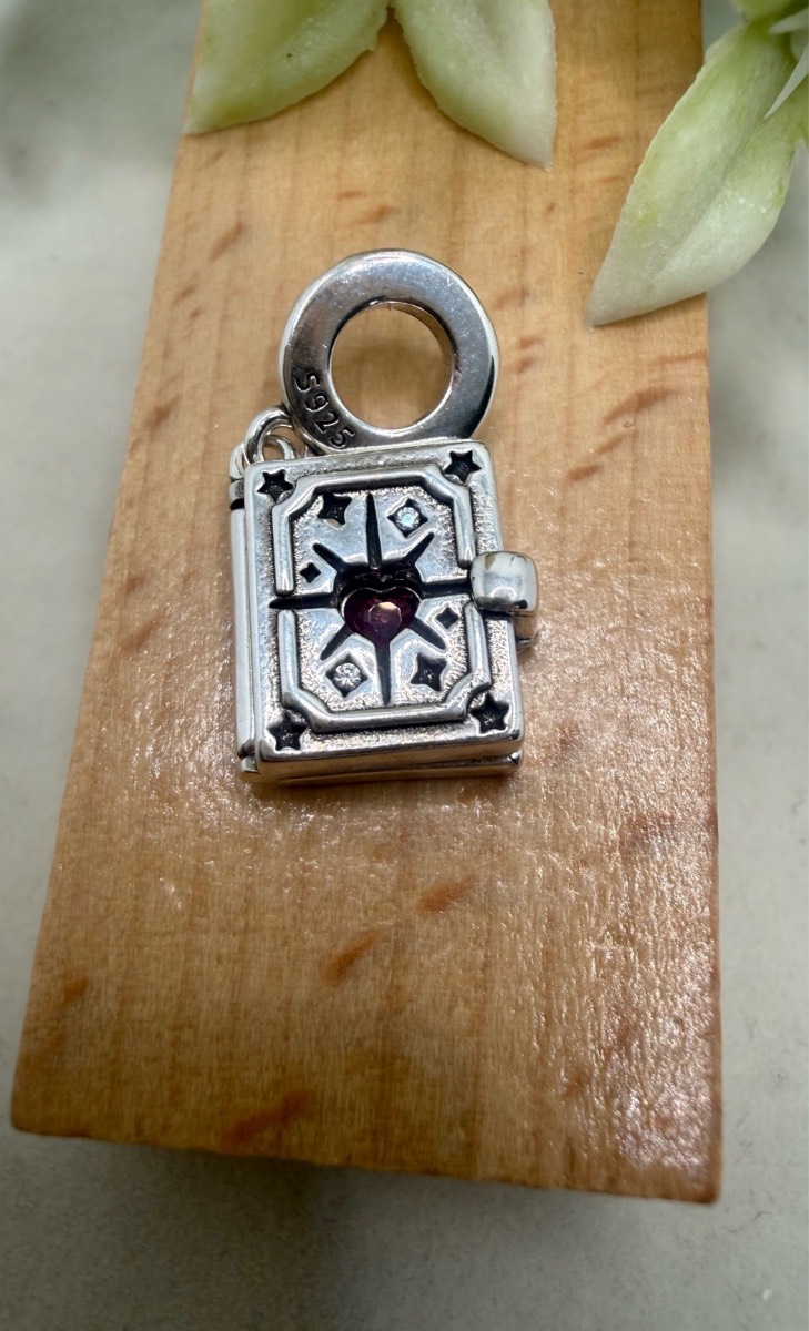 925 stamped sliver opening book charm