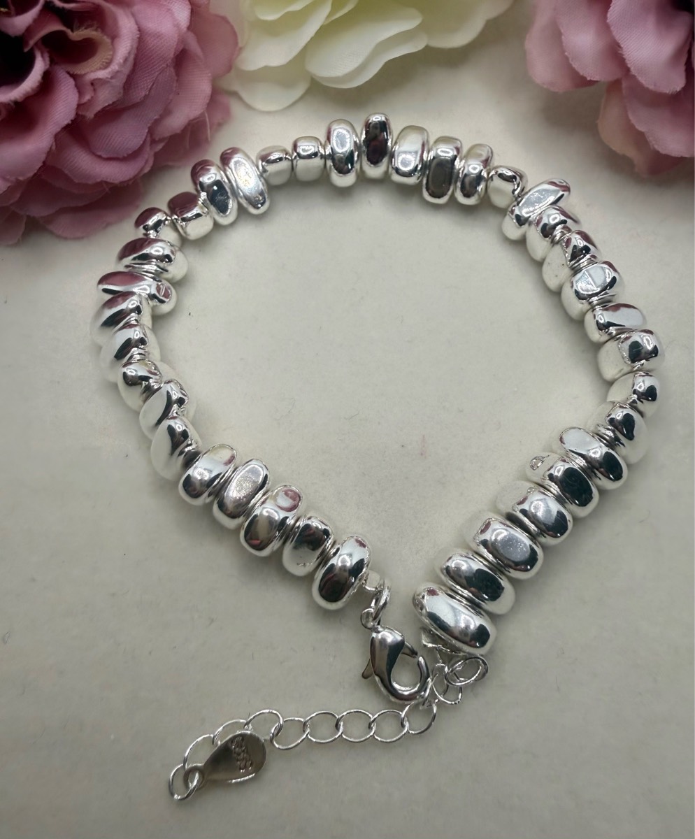 925 stamped sliver bead bracelet