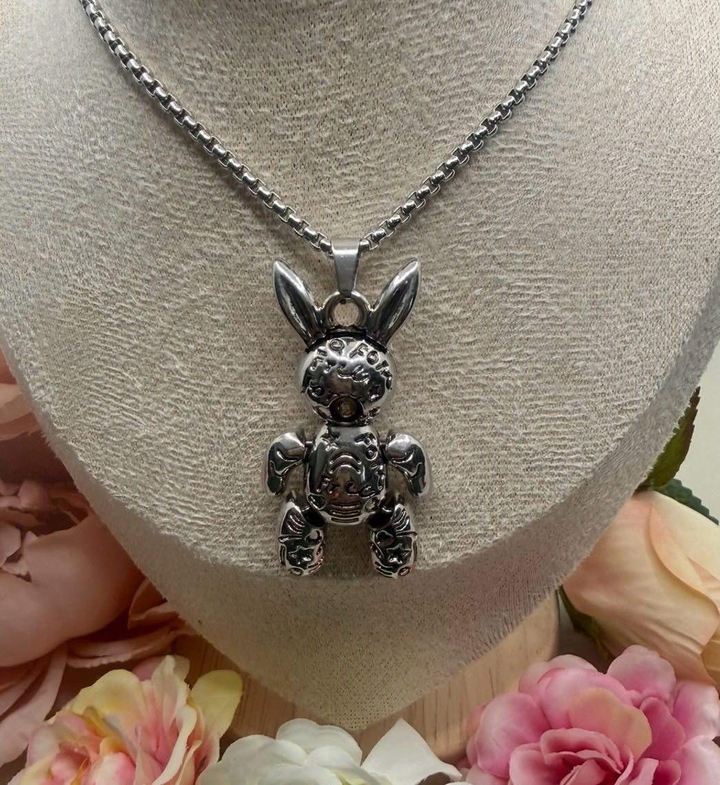 Stainless Steel Large Funky Rabbit Necklace