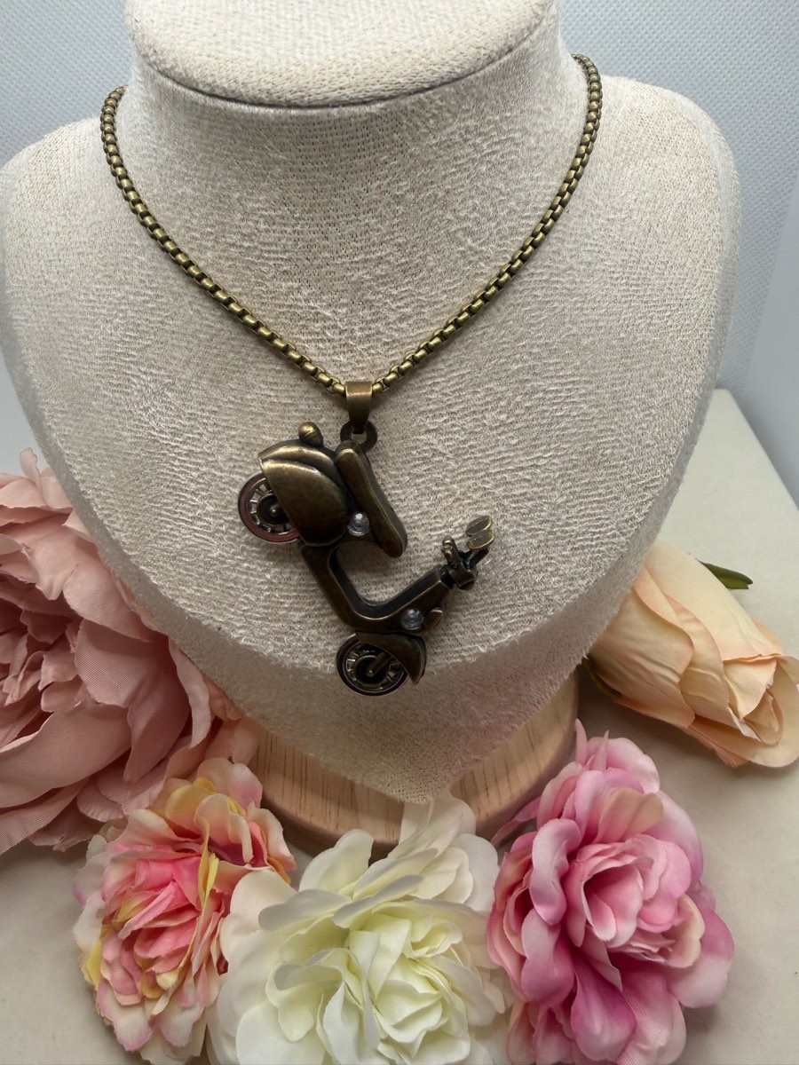 Gold Coloured Stainless Steel Chain With Scooter Pendant